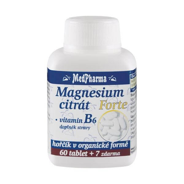 Magnesium citrát Forte + vitamín B6 60 + 7 tablet ZDARMA