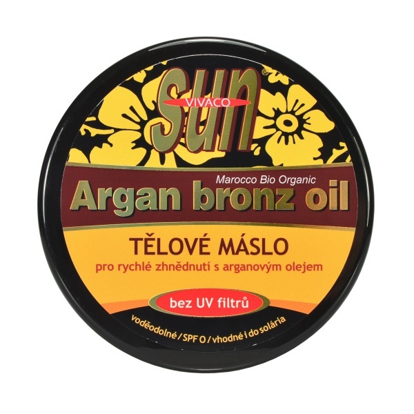 Tělové máslo s bio arganovým olejem pro rychlé zhnědnutí bez UV filtrů 200 ml