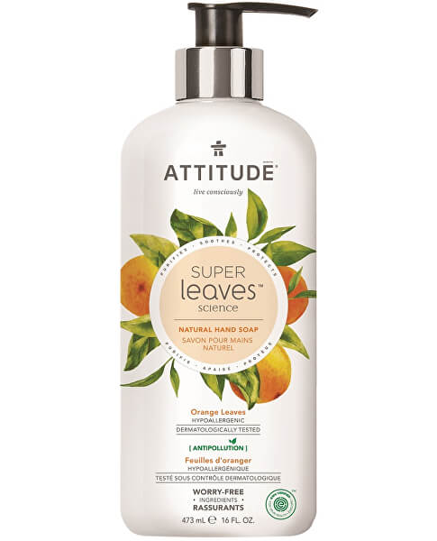 Prírodné mydlo na ruky Super Leaves s detoxikačným účinkom - pomarančové listy 473 ml