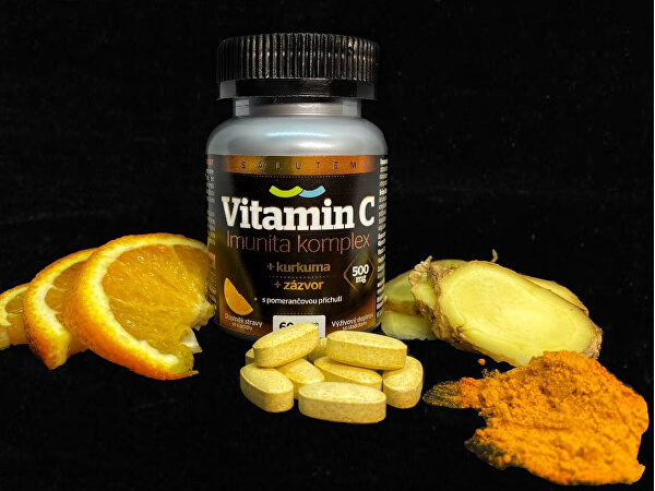 Vitamin C 500 mg Imunita kurkuma + zázvor tbl.60 s pomerančovou příchutí