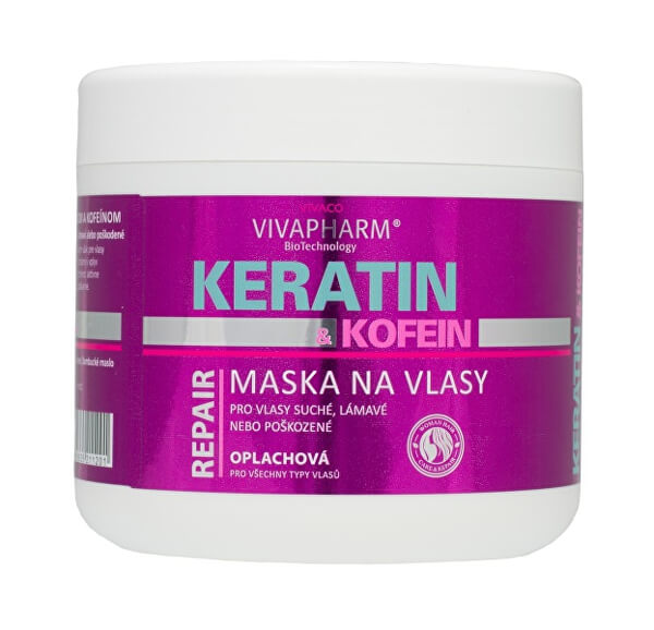 Keratinová regenerační vlasová maska s kofeinem pro ženy 600 ml