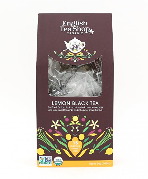 Černý čaj s citrónem 15 pyramidek sypaného čaje