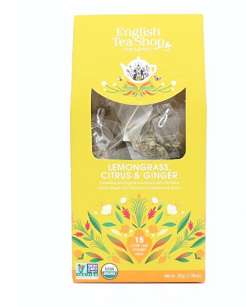 Citrónová tráva, zázvor & citrusy 15 pyramidek sypaného čaje