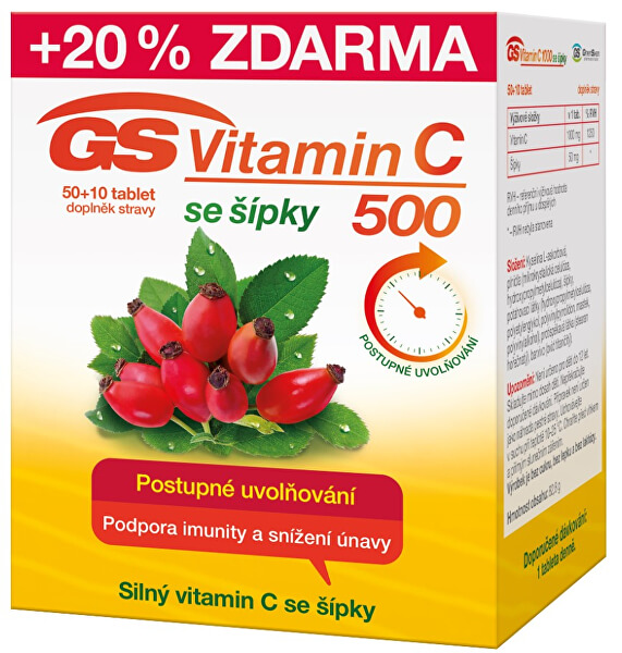 GS Vitamín C 500 + šípky 50+10 tabliet