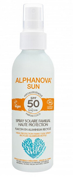 SUN spray de protecție solară pentru familie,  în recipient de aluminiu SPF 50 BIO 150 g