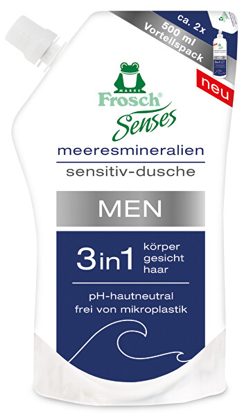 Sprchový gel pánský 3 v 1 – náhradní náplň EKO Senses 500 ml - SLEVA - poškozená etiketa