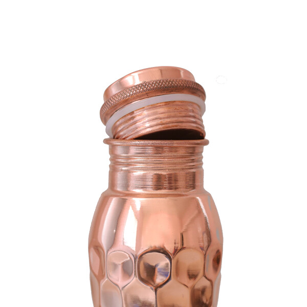 Bottiglia tonda decorata in rame battuto da 600 ml