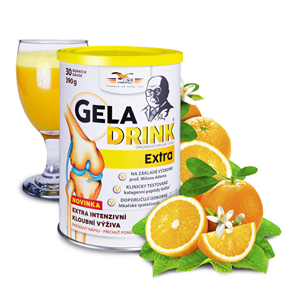 SLEVA - Geladrink Extra práškový nápoj příchuť pomeranč 390 g - poškozený obal
