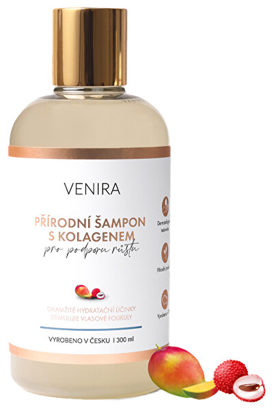 Prírodný šampón s kolagénom na podporu rastu mango-liči 300 ml