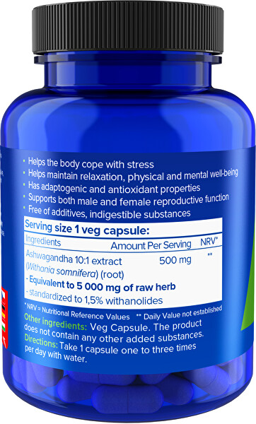 Ashwagandha extract 5000 mg 90 veganských kapslí