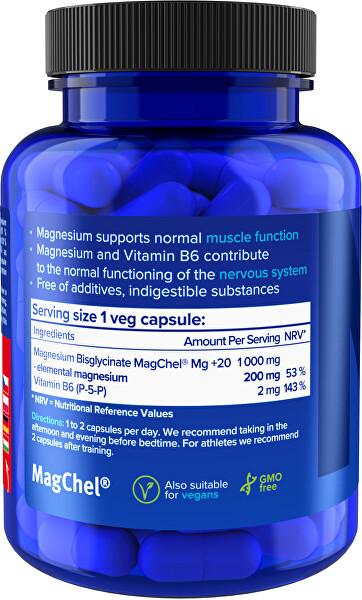 Magnesium Bisglycinate 1000 mg + B6 90 veganských kapslí