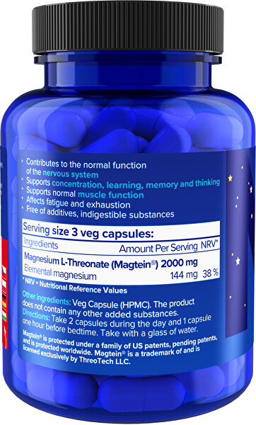Magtein, Magnesium L-threonate 90 veganských kapslí