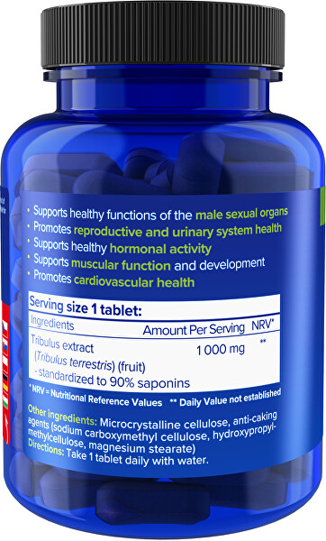 Tribulus Extract 90% saponins 1000 mg 90 veganských tablet