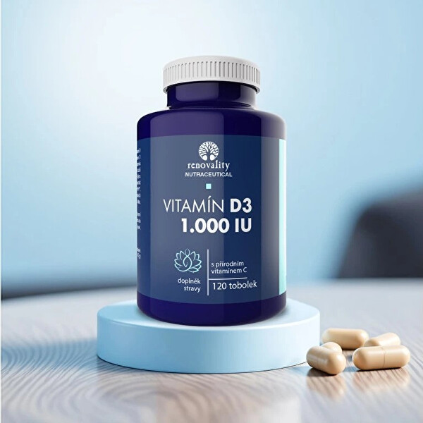 Vitamín D3 1.000 IU obohacený přírodním vitamínem C 120 tobolek