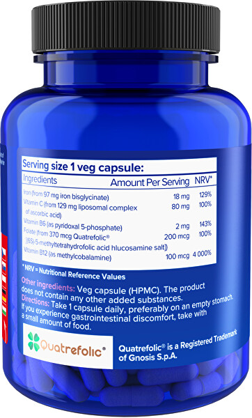 Železo bisglycinát 18 mg 90 veganských kapslí