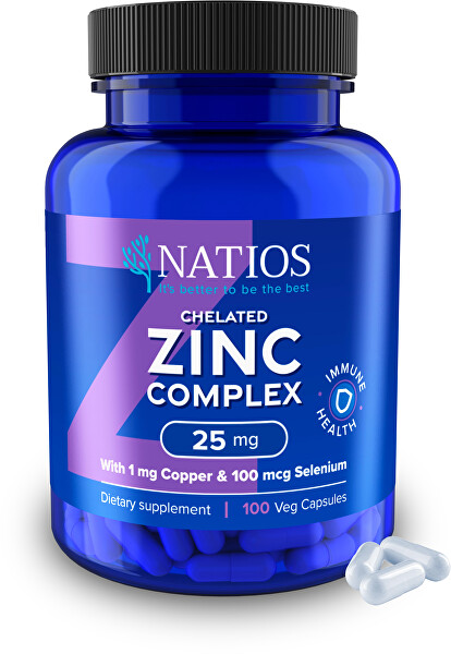 Zinc Chelated Complex - Zinek, selen a měď 25 mg 100 veganských kapslí