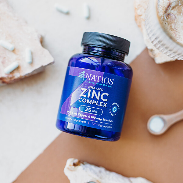 Zinc Chelated Complex - Zinek, selen a měď 25 mg 100 veganských kapslí