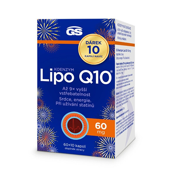 GS Koenzym Lipo Q10 60 mg, 60+10 kapslí ZDARMA