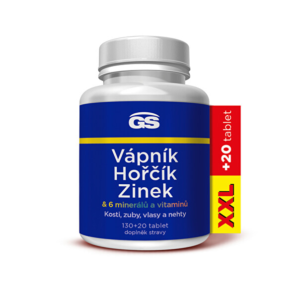 GS Vápník hořčík zinek 130 + 20 tablet XXL