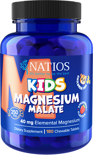 Kids Magnesium Malate 250 mg 180 jahodových tabletek