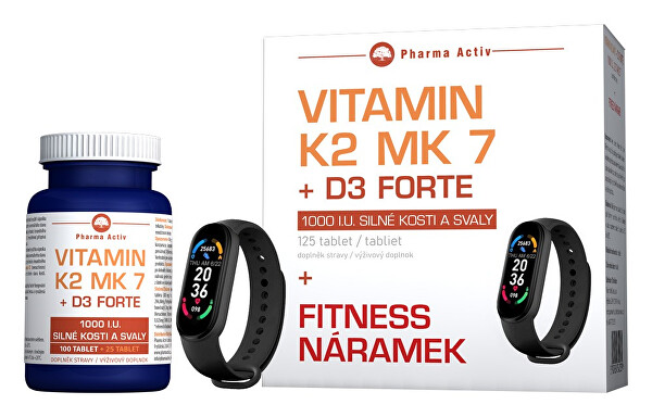 Vitamín K2 MK 7 + D3 Forte 125 tablet + Fitness náramek