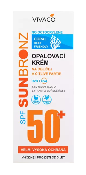 Opaľovací krém na tvár SPF 50+ Coral friendly 50 ml