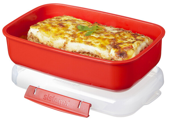 Microwave Krabička na ohrev jedla - Červená 1,25 l