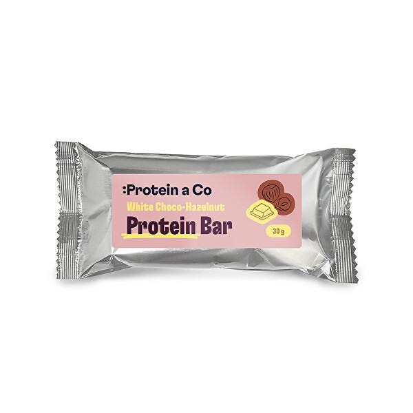 Proteinová tyčinka s bílou polevou a lískooříškovou náplní 30 g