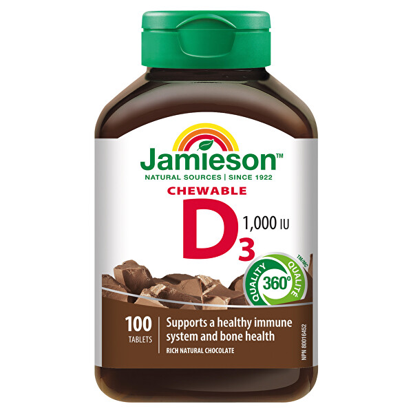 Vitamín D3 1000 IU - Čokoláda 100 tablet na cucání
