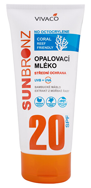 Opalovací mléko bez octocrylenu SPF 20 - Coral friendly 200 ml