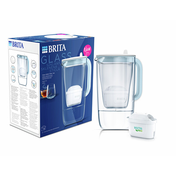 Sklenená filtračná kanvica 2,5 l - Svetlo modrá