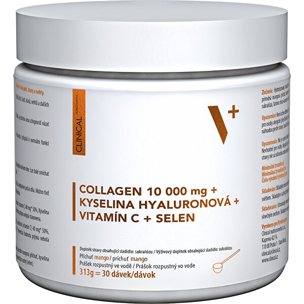 Collagen 10 000 mg + kyselina hyaluronová + vitamin C + selen - Mango 313 g