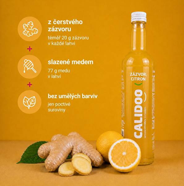 Zázvor, med, citron – tekuté vitamíny s medem 500 ml