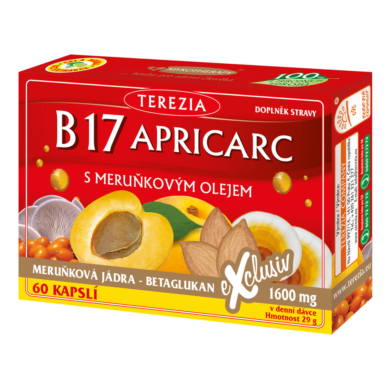 Zobrazit detail výrobku Terezia Company B17 Apricarc s meruňkovým olejem 50 kapslí + 10 kapslí ZDARMA + 2 měsíce na vrácení zboží