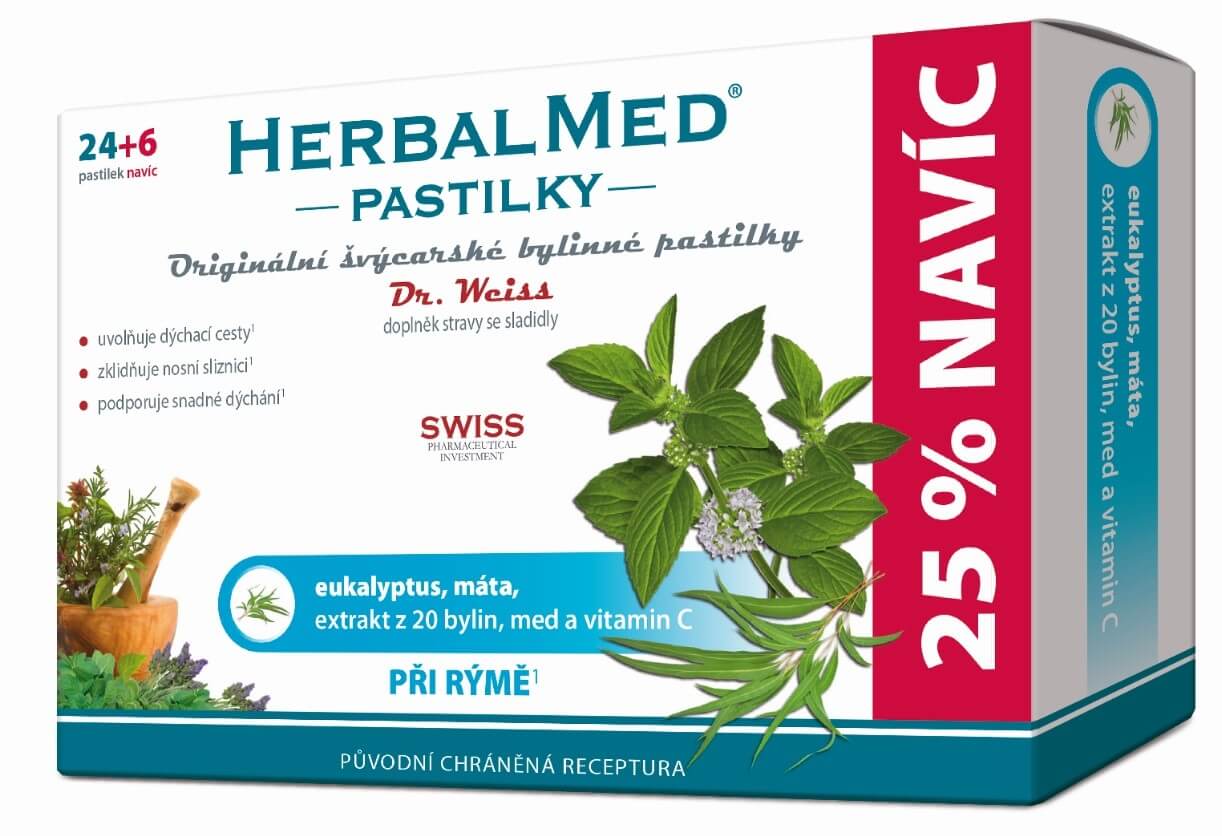 Simply You HerbalMed pastilky Dr. Weiss při rýmě 24 pastilek + 6 pastilek ZDARMA