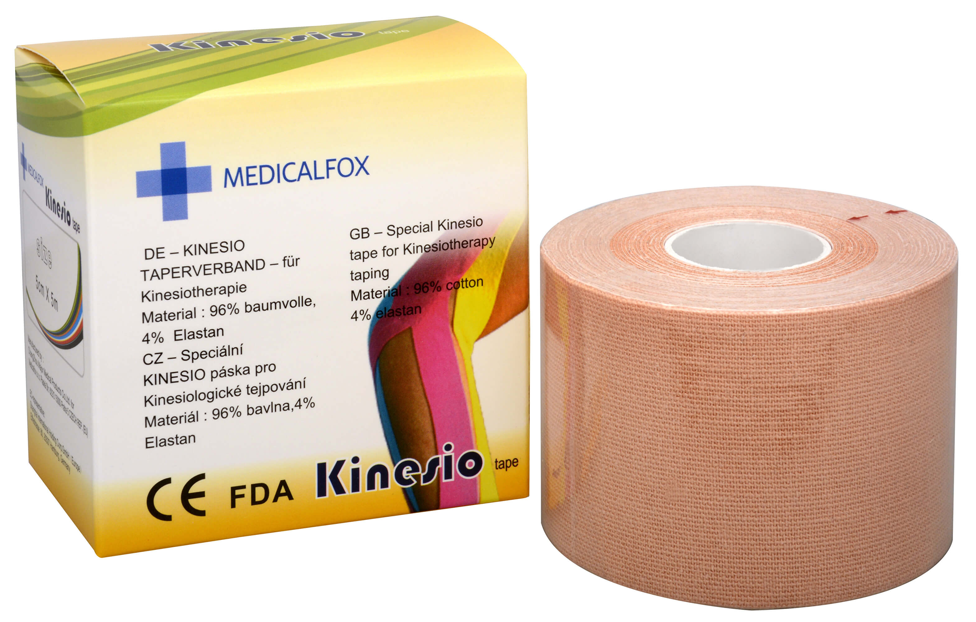 Zobrazit detail výrobku Medicalfox Tejpovací páska Kinezio 5 cm x 5 m Béžová (natural) + 2 měsíce na vrácení zboží