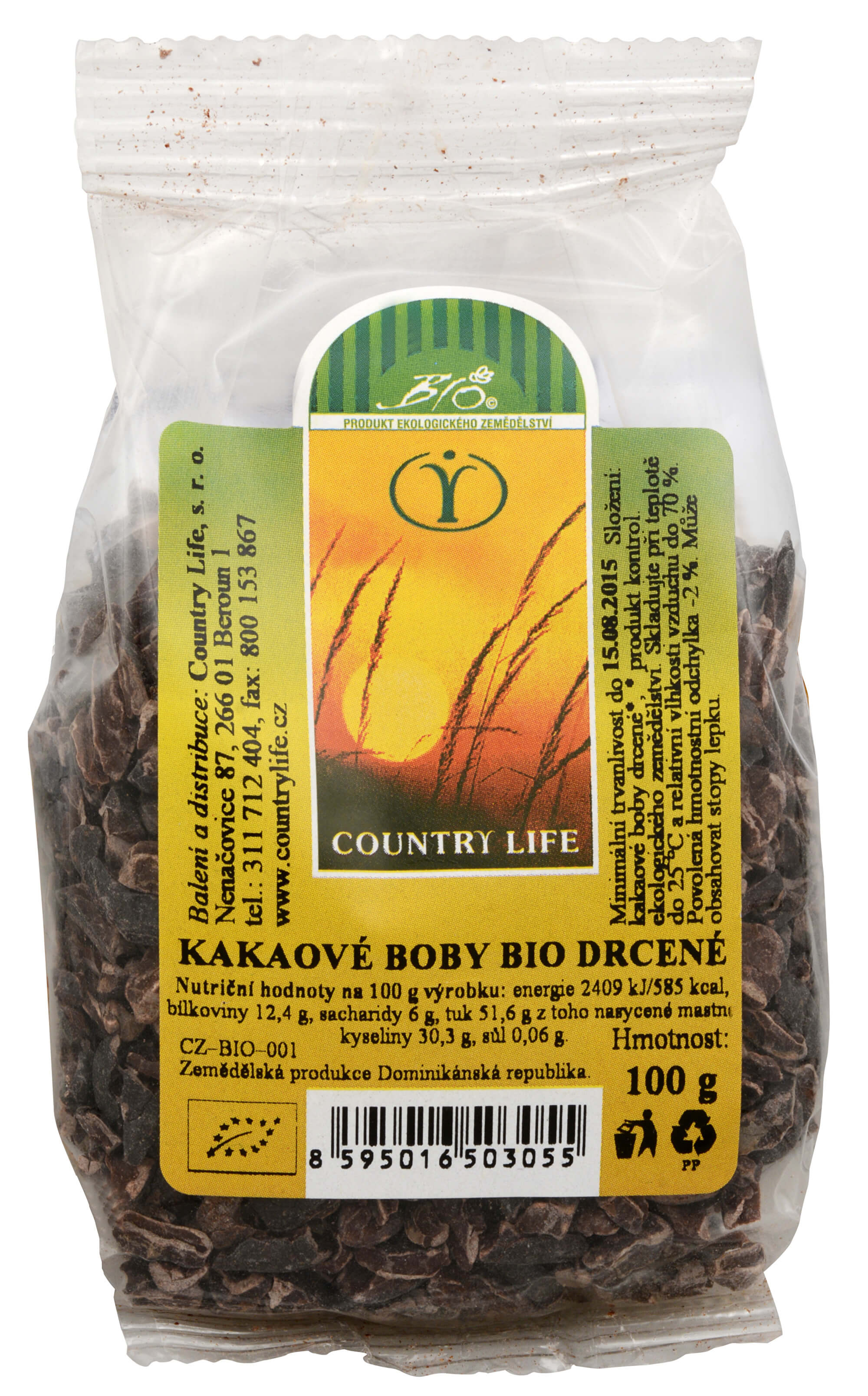 Zobrazit detail výrobku Country Life Bio Kakaové boby nepražené drcené 100 g + 2 měsíce na vrácení zboží