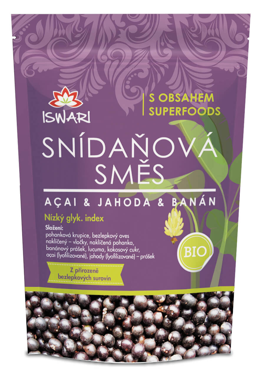 Zobrazit detail výrobku Iswari BIO Snídaňová směs Acai, jahoda, banán 300 g + 2 měsíce na vrácení zboží Zobrazit detail výrobku Iswari BIO Snídaňová směs Acai, jahoda, banán 300 g + 2 měsíce na vrácení zboží