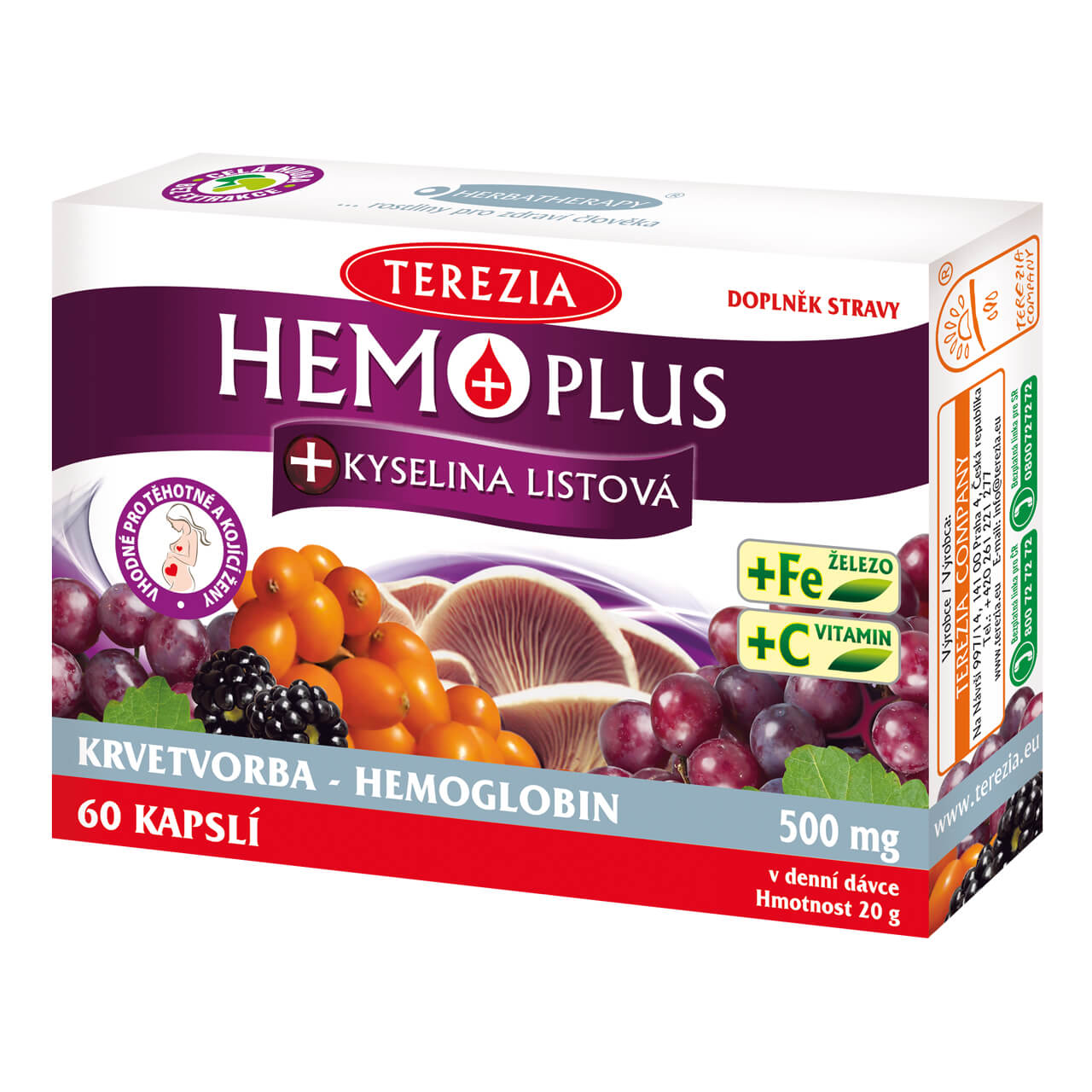 Zobrazit detail výrobku Terezia Company Hemo Plus + kyselina listová 50 kapslí + 10 kapslí ZDARMA