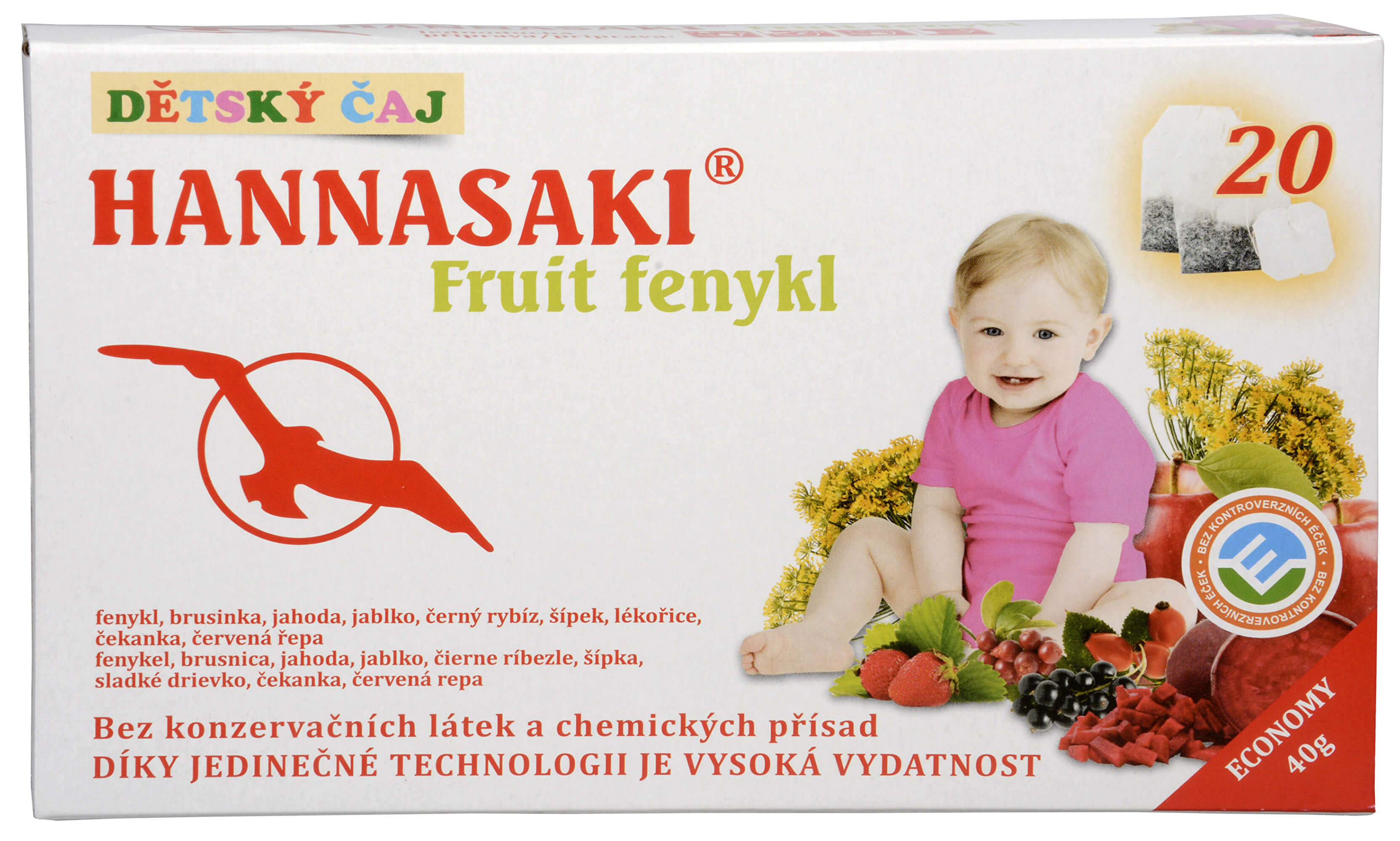 Hannasaki Fruit fenykl - dětský ovocný čaj 20 sáčků