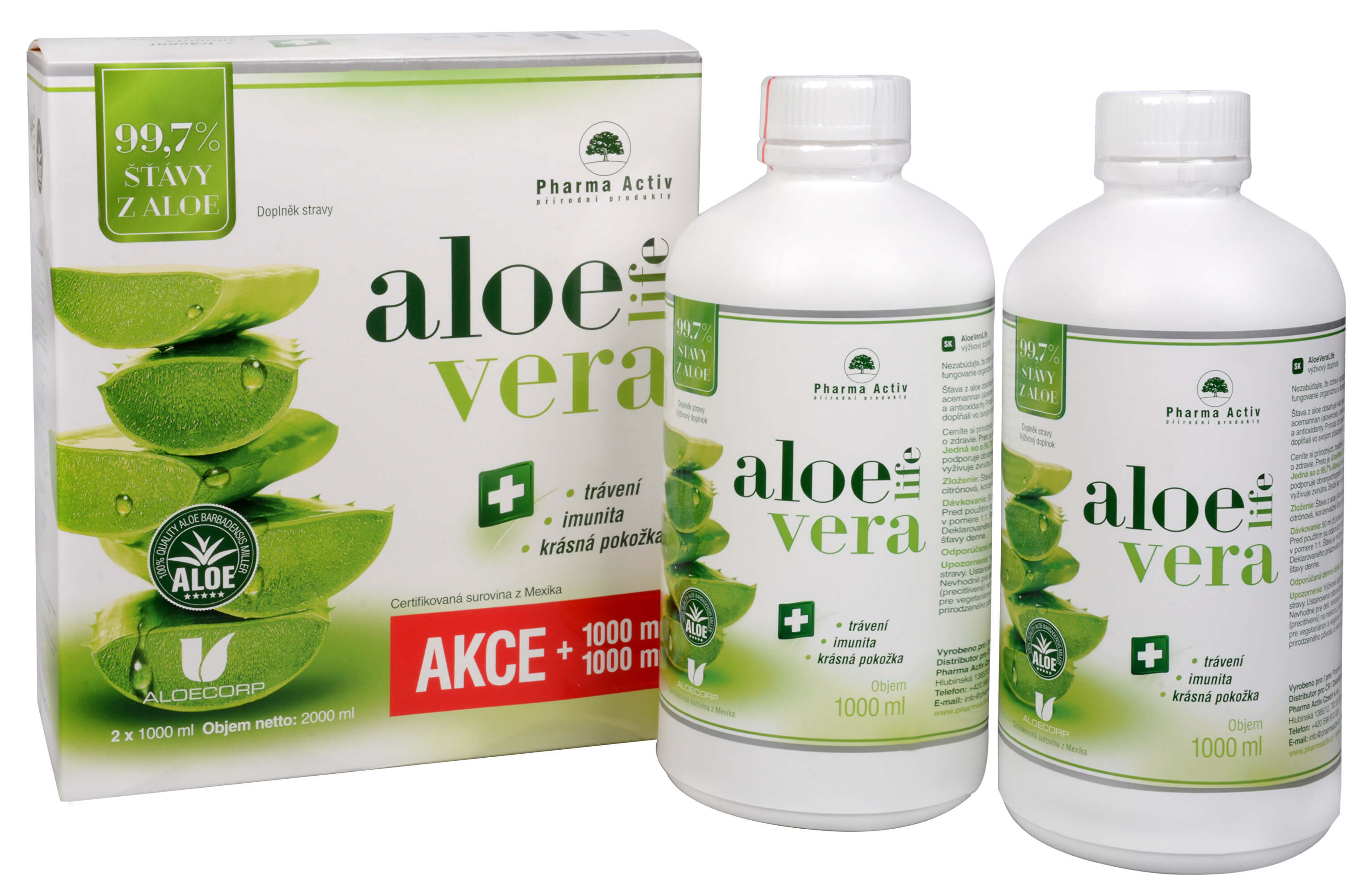 Zobrazit detail výrobku Pharma Activ AloeVeraLife 1+1 ZDARMA (1000 ml + 1000 ml) - SLEVA - bez krabičky + 2 měsíce na vrácení zboží