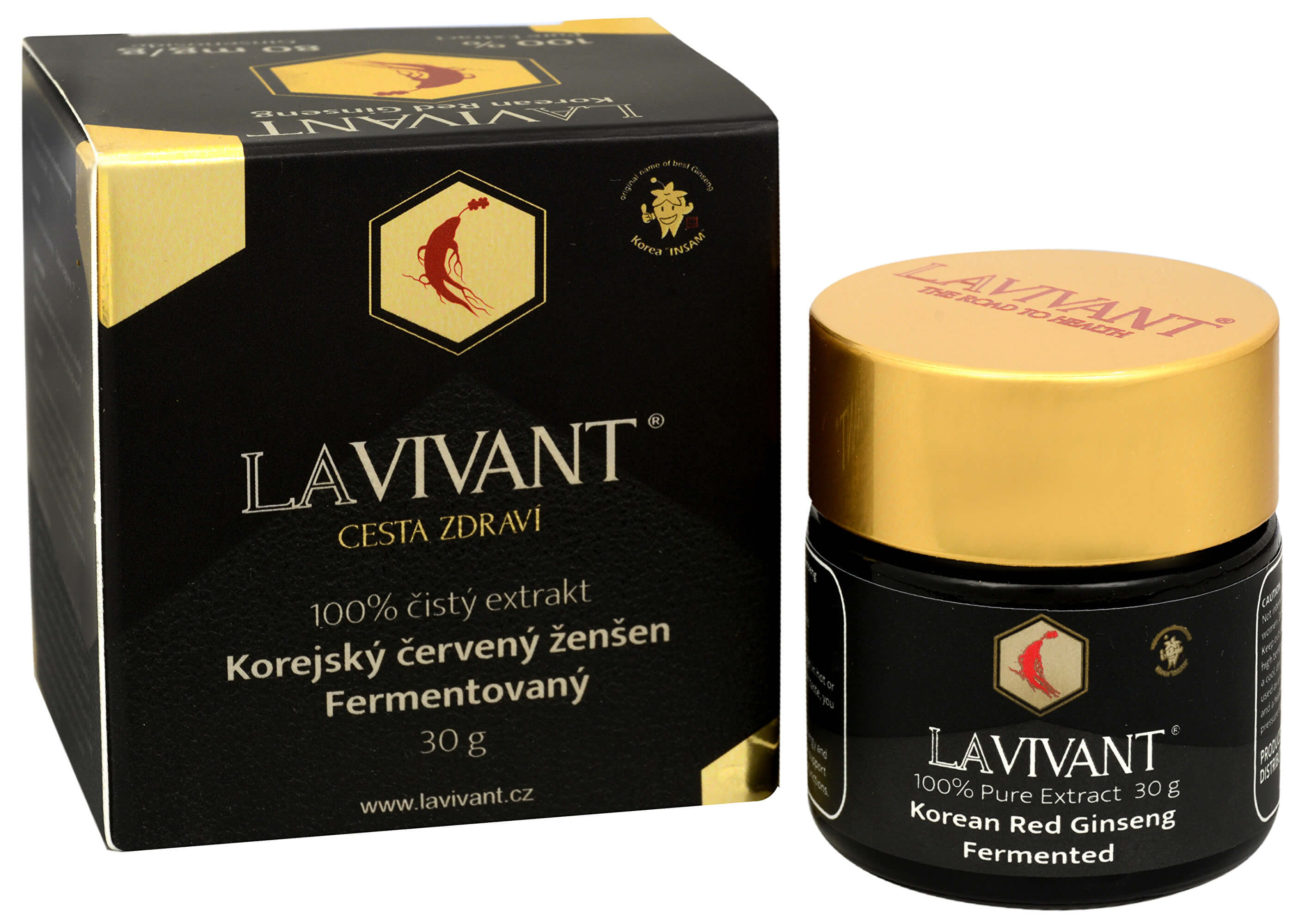 La Vivant LAVIVANT black, korejský červený 100% fermentovaný extrakt 30 g 80 mg/g