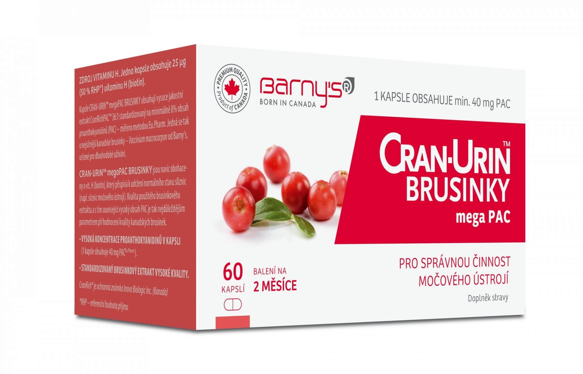 Barny´s Barny´s Cran-Urin megaPAC brusinky 60 kapslí