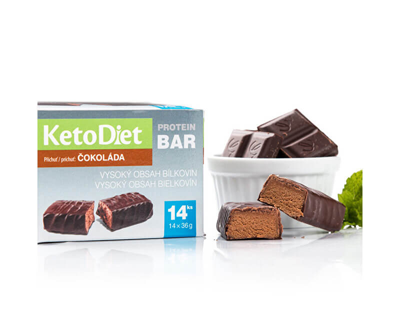 Zobrazit detail výrobku KetoDiet Proteinová tyčinka příchuť čokoláda 14 x 36 g + 2 měsíce na vrácení zboží