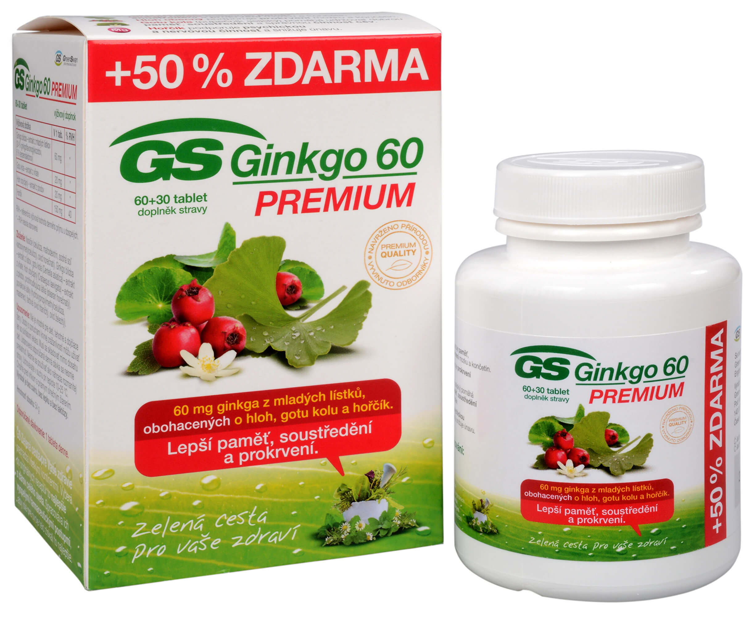 Zobrazit detail výrobku GreenSwan GS Ginkgo 60 Premium 60 tbl. + 30 tbl. ZDARMA