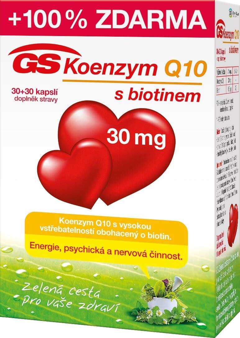 Zobrazit detail výrobku Green-Swan GS Koenzym Q10 30 mg 30 kapslí + 30 kapslí + 2 měsíce na vrácení zboží