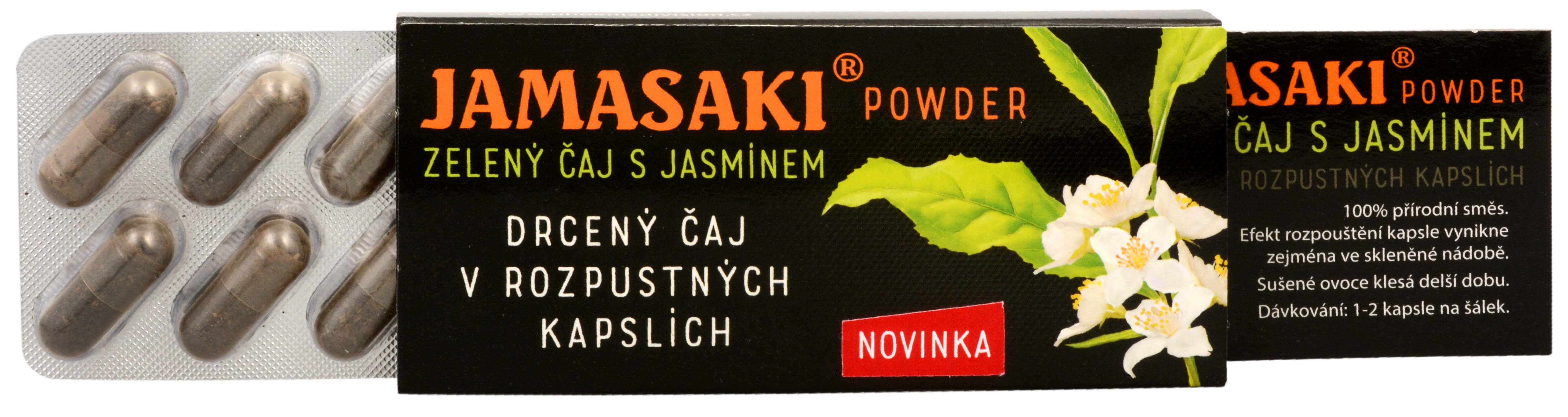 Hannasaki Jamasaki powder - zelený jasmínový a červený čaj - cestovní balení 10 x 1 g