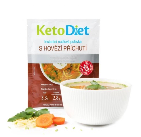 Zobrazit detail výrobku KetoDiet Proteinová polévka hovězí s nudlemi 7 x 33 g