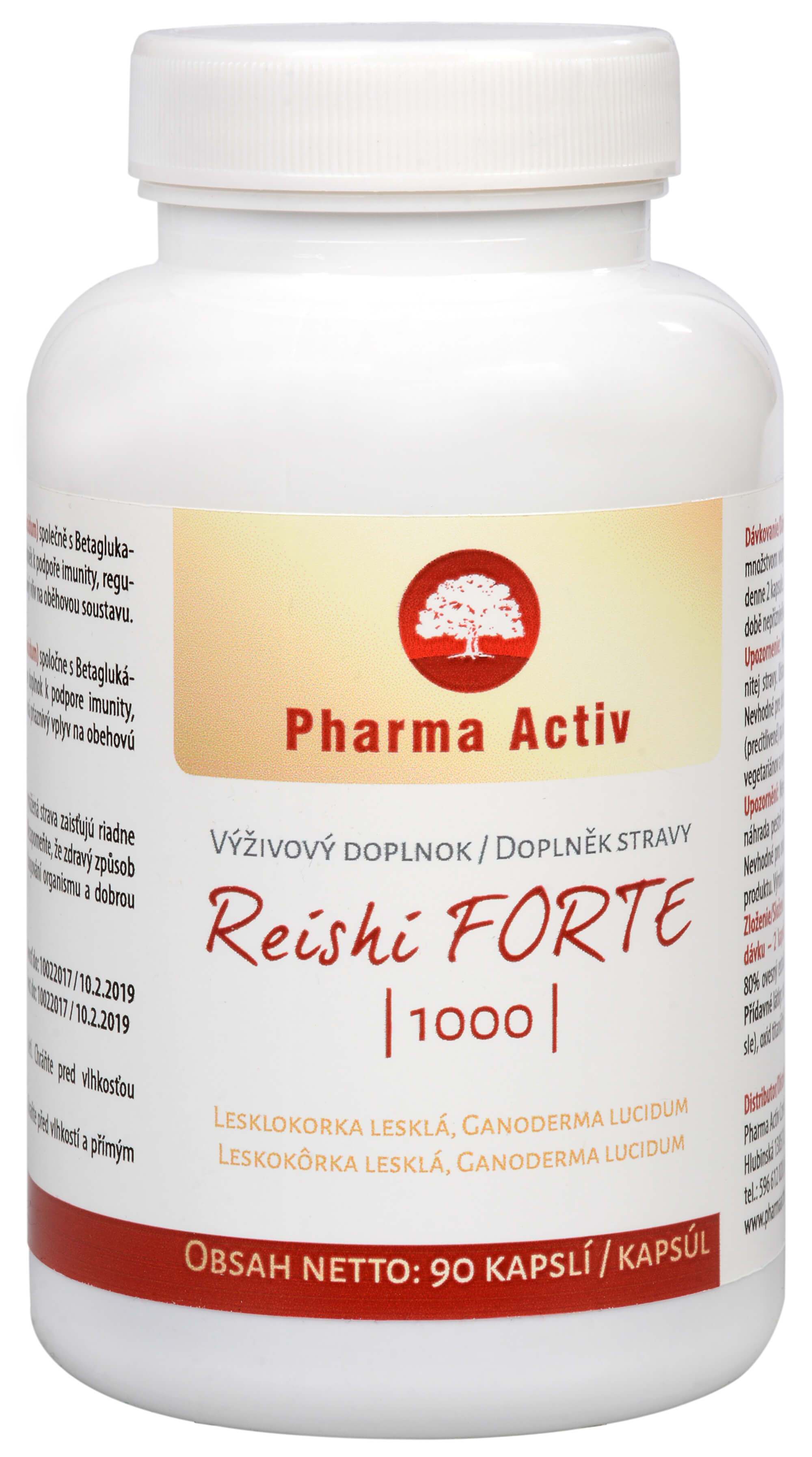 Zobrazit detail výrobku Pharma Activ Reishi FORTE 1000 90 kapslí + 2 měsíce na vrácení zboží