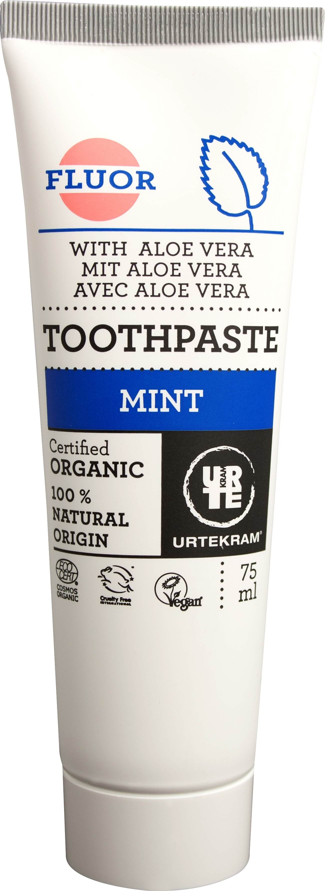 Zobrazit detail výrobku Urtekram Zubní pasta máta s fluorem 75 ml BIO + 2 měsíce na vrácení zboží